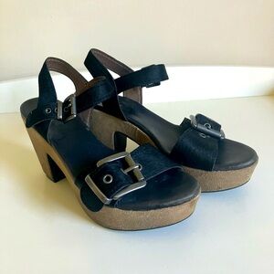 Black Leather Platform Sandals